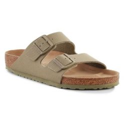 Klapki Birkenstock Rivet Logo Vegan Canvas Faded 1023958 zielone. Zielone klapki z materiału. Za 544.84 zł.