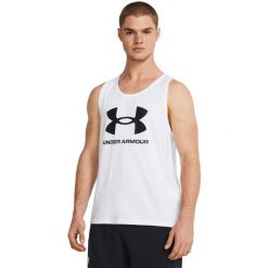 Podkoszulek męskie Under Armour Sportstyle Logo Tank. Białe podkoszulki Under Armour, m, bez wzorów, z bawełny, bez ramiączek. Za 190.00 zł.