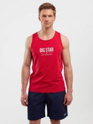 Koszulka męska bez rękawów czerwona Richard 603. Czerwone bezrękawniki BIG STAR, bez wzorów, z dzianiny, bez ramiączek, na fitness i siłownię. Za 79.99 zł.