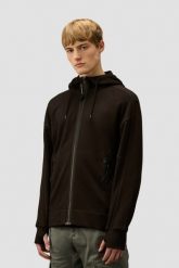 C.P. COMPANY Czarna męska bluza Hooded Open, Rozmiar L. Czarne bluzy C.P. Company, l, bez wzorów, bez kaptura. W wyprzedaży za 889.99 zł.