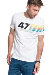 WRANGLER SS RAINBOW TEE OFF WHITE W7F1FK737 112131797. Białe t-shirty Wrangler, m, bez wzorów, bez kołnierzyka, bez ramiączek. Za 69.99 zł.
