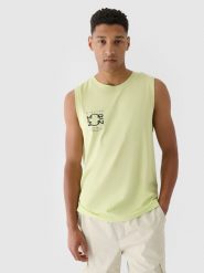 4F Tank top oversize z nadrukiem męski - zielony L. Zielone bezrękawniki 4F, l, bez wzorów, z bawełny, bez kołnierzyka, bez ramiączek. W wyprzedaży za 29.99 zł.
