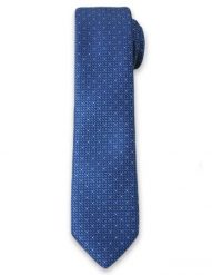 Stylowy Krawat Męski w Drobny Biały Wzór - 6 cm - Alties, Niebieski. Niebieskie krawaty i muchy Alties, bez wzorów, z tkaniny. Za 49.00 zł.