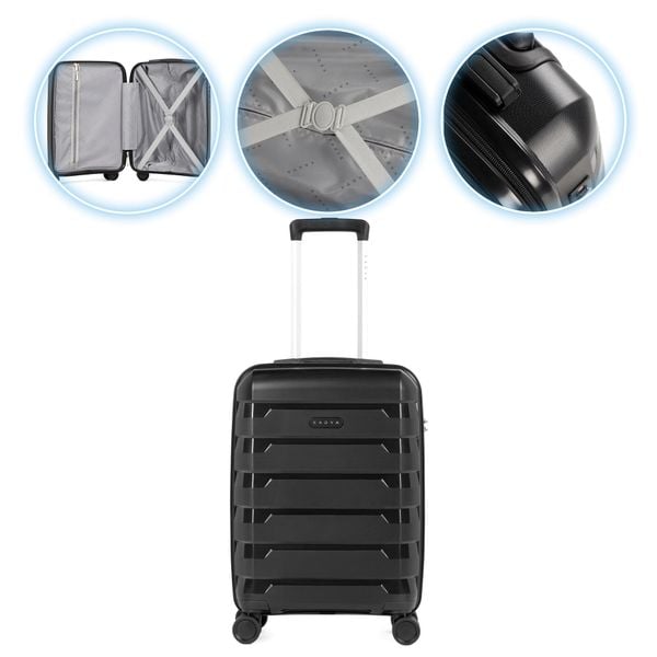 Walizka podróżna KADVA Cayes. Czarne walizki KADVA, bez wzorów. Za 169.99 zł.