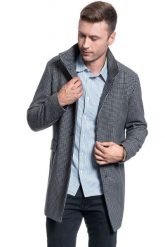 PŁASZCZ MĘSKI SELECTED SLHMOSTO WOOL COAT GREY NAVY 16063100. Niebieskie płaszcze Selected, m, bez wzorów, bez kaptura. Za 359.99 zł.