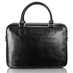 Torba męska skórzana Tizano TM05 czarna. Czarne torby na laptopa TIZANO. Za 419.99 zł.
