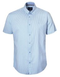 Weekendowa Koszula Męska, Taliowany Krój - Pako Jeans - Błękit w Prążek. Niebieskie koszule Pako Jeans, l, bez wzorów, z bawełny, bez kołnierzyka, bez ramiączek. Za 179.00 zł.