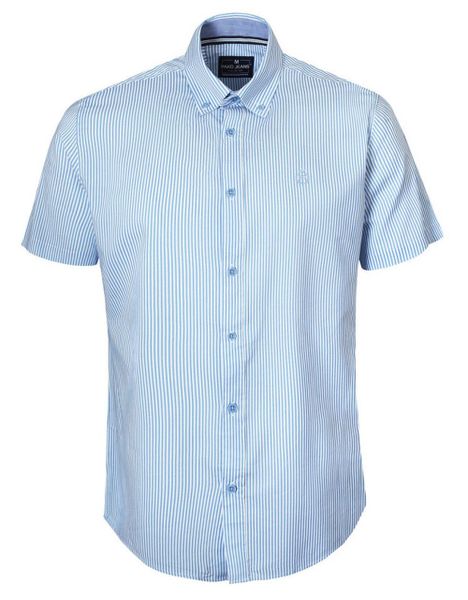 Weekendowa Koszula Męska, Taliowany Krój - Pako Jeans - Błękit w Prążek. Niebieskie koszule Pako Jeans, l, bez wzorów, z bawełny, bez kołnierzyka, bez ramiączek. Za 179.00 zł.