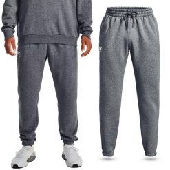 Spodnie dresowe męskie UNDER ARMOUR Essential Fleece joggery. Szare joggery i bojówki Under Armour, m, bez wzorów, z dresówki. Za 189.99 zł.