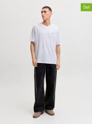 Jack & Jones Koszulki (3 szt.) "Jjearchive" w kolorze beżowym, białym i czarnym rozmiar: L. Białe bezrękawniki Jack & Jones, l, bez wzorów, z bawełny, bez kołnierzyka, bez ramiączek. Za 134.95 zł.