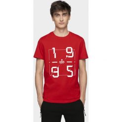 T-shirt męski TSM073 - czerwony. Czerwone t-shirty 4F, m, bez wzorów, bez kołnierzyka, bez ramiączek. W wyprzedaży za 49.99 zł.