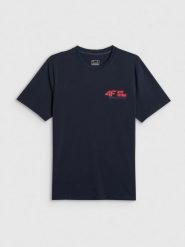 4F T-shirt regular gładki męski - granatowy XL. Niebieskie t-shirty 4F, m, bez wzorów, z dresówki, bez kołnierzyka, bez ramiączek. Za 69.99 zł.