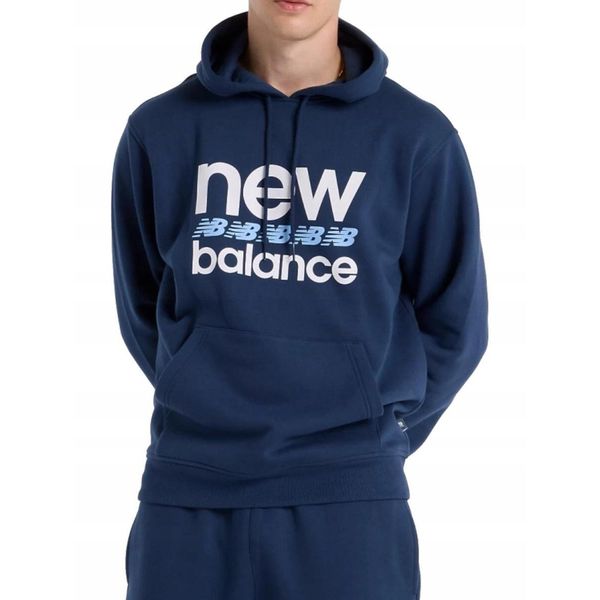 BLUZA męska NEW BALANCE MT51941NNY sportowa z kapturem ciepła. Niebieskie bluzy z kapturem New Balance, m, bez wzorów, z kapturem. Za 249.00 zł.