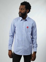 Diesel Clothes Koszula w kolorze niebiesko-białym ze wzorem rozmiar: S. Niebieskie koszule Diesel Clothes, s, bez wzorów, z bawełny, bez kołnierzyka, bez ramiączek. Za 241.95 zł.