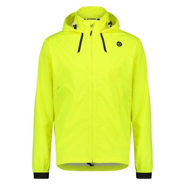 Męska kurtka rowerowa przeciwdeszczowa Commuter Hi-vis żółta. Żółte kurtki AGU, m, bez wzorów, z materiału, z kapturem. Za 623.95 zł.