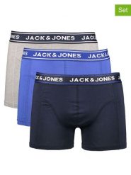 Jack & Jones Bokserki (3 pary) "Danny" w kolorze granatowo-niebiesko-jasnoszarym rozmiar: XL. Niebieskie bokserki Jack & Jones, xl, bez wzorów. Za 69.99 zł.