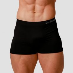 Bokserki męskie bezszwowe slim czarne Seamless 2Pack. Czarne bokserki GYMBEAM, m, bez wzorów, z materiału. Za 59.90 zł.