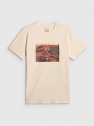 4F T-shirt regular z nadrukiem męski - biały M. Białe t-shirty 4F, m, bez wzorów, z materiału, bez kołnierzyka, bez ramiączek. Za 79.99 zł.