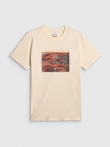 4F T-shirt regular z nadrukiem męski - biały M. Białe t-shirty 4F, m, bez wzorów, z materiału, bez kołnierzyka, bez ramiączek. Za 59.99 zł.
