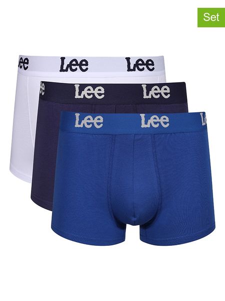LEE Underwear Bokserki (3 pary) "Gannon" w kolorze granatowym, niebieskim i białym rozmiar: L. Białe bokserki LEE Underwear, l, bez wzorów. Za 61.17 zł.