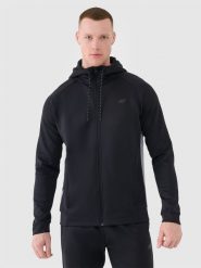 4F Bluza treningowa szybkoschnąca męska - czarna M. Czarne bluzy z kapturem 4F, m, bez wzorów, z dzianiny, z kapturem. Za 199.99 zł.