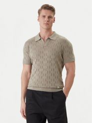 KARL LAGERFELD Polo 655005 562301 Khaki Slim Fit. Brązowe koszulki polo KARL LAGERFELD, l, bez wzorów, z bawełny, bez kołnierzyka, bez ramiączek. Za 589.99 zł.