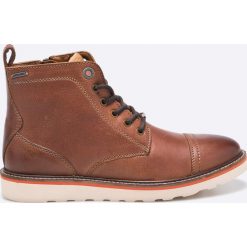 Pepe Jeans - Buty. Brązowe botki sznurowane Pepe Jeans, bez wzorów, z jeansu, z okrągłym noskiem, bez obcasa, bez zapięcia. W wyprzedaży za 269.90 zł.