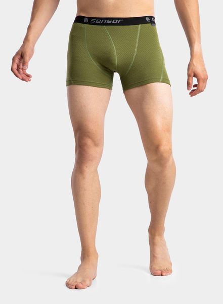 Bokserki termoaktywne męskie Sensor Merino DF Boxers. Zielone bielizna termoaktywna Sensor, m, bez wzorów, z materiału. Za 142.99 zł.