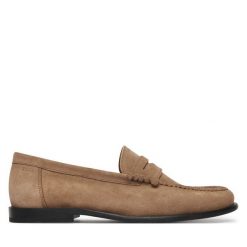 Półbuty BOSS. Brązowe eleganckie półbuty Boss, bez wzorów, bez obcasa, bez zapięcia. Za 949.99 zł.