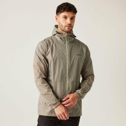 Pack It III męska kieszonkowa turystyczna wodoodporna kurtka. Brązowe kurtki Regatta, m, bez wzorów, bez kaptura. W wyprzedaży za 149.99 zł.