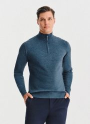 PAKO LORENTE – Granatowy sweter z rozpinaną stójką. Niebieskie swetry nierozpinane Pako Lorente, na jesień, m, bez wzorów, z poliesteru, bez kołnierzyka, bez ramiączek. Za 199.99 zł.