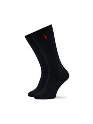 Polo Ralph Lauren Skarpety Wysokie Męskie 449876014001 Czarny. Czarne skarpety Polo Ralph Lauren, bez wzorów, z bawełny. Za 59.99 zł.