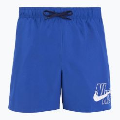 Szorty kąpielowe męskie Nike Logo Solid 5" Volley. Niebieskie kąpielówki Nike, m, bez wzorów. Za 109.99 zł.