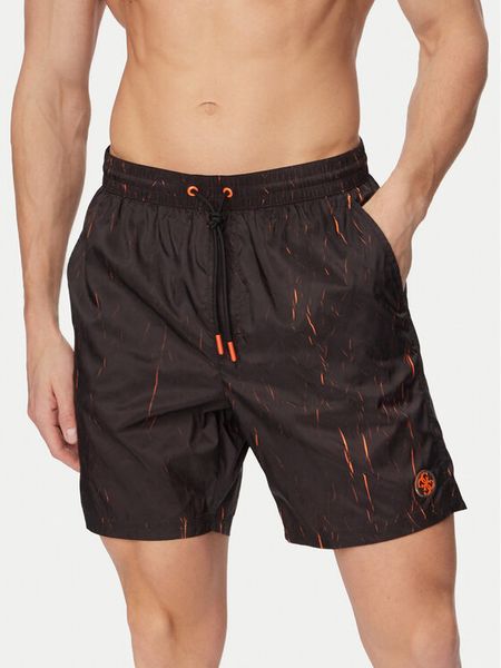 Guess Szorty kąpielowe F6GT18 WN352 Czarny Regular Fit. Czarne kąpielówki Guess, m, z aplikacjami, z syntetyku. Za 255.99 zł.