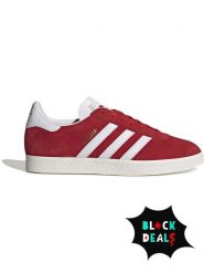 Adidas Skórzane sneakersy "Gazelle" w kolorze czerwono-białym rozmiar: 43 1/3. Białe buty sportowe casual Adidas, bez wzorów, z materiału, bez zapięcia. Za 303.06 zł.