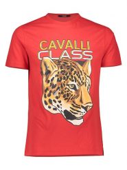 Cavalli CLASS Koszulka w kolorze czerwonym rozmiar: L. Czerwone bezrękawniki Cavalli Class, l, bez wzorów, z bawełny, bez kołnierzyka, bez ramiączek. Za 92.21 zł.