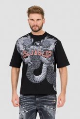 DSQUARED2 Czarny t-shirt Loose Fit Tee. Czarne t-shirty Dsquared2, l, bez wzorów, bez kołnierzyka, bez ramiączek. W wyprzedaży za 899.99 zł.