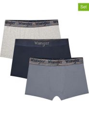 Wrangler Bokserki (3 pary) "Montel" w kolorze granatowym, jasnoszarym i niebieskoszarym rozmiar: XL. Niebieskie bokserki Wrangler, xl, bez wzorów. Za 61.95 zł.