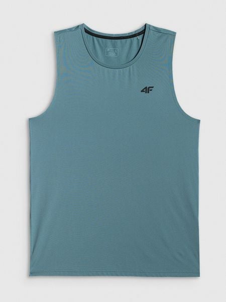 4F Koszulka treningowa regular szybkoschnąca męska - turkusowa L. Niebieskie t-shirty 4F, l, bez wzorów, z materiału, bez kołnierzyka, bez ramiączek. Za 69.99 zł.