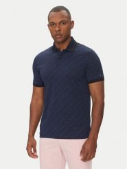 Tommy Hilfiger Polo Monogram MW0MW39218 Granatowy Regular Fit. Niebieskie koszulki polo Tommy Hilfiger, m, bez wzorów, z bawełny, bez kołnierzyka, bez ramiączek. Za 349.99 zł.