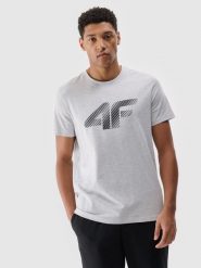 4F T-shirt regular z nadrukiem męski - szary XL. Szare t-shirty 4F, m, bez wzorów, z bawełny, bez kołnierzyka, bez ramiączek. Za 59.99 zł.