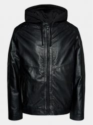 Mustang Kurtka skórzana Veg Tanned 9920542 Czarny Regular Fit. Czarne kurtki Mustang, l, bez wzorów, ze skóry, bez kaptura. Za 979.99 zł.