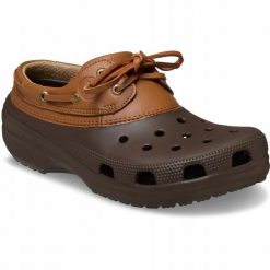 Półbuty Dla Dorosłych Crocs Classic Islander. Brązowe eleganckie półbuty Crocs, bez wzorów, z materiału, bez obcasa, bez zapięcia. Za 299.99 zł.