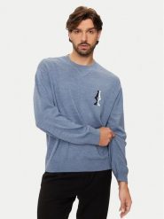 Armani Exchange Sweter 6DZM6H ZM5BZ 15DU Niebieski Regular Fit. Niebieskie swetry rozpinane Armani Exchange, l, bez wzorów, z bawełny, bez kołnierzyka, bez ramiączek. Za 279.99 zł.