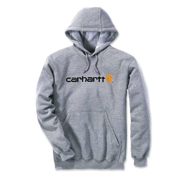 Bluza sportowa męska z kapturem Carhartt Midweight Signature Logo Sweatshirt. Szare bluzy z kapturem Carhartt, m, bez wzorów, z kapturem. Za 319.00 zł.