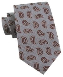Męski Krawat - Popielaty w Brązowe Paisley - Alties. Szare krawaty i muchy Alties, bez wzorów, z tkaniny. Za 55.00 zł.