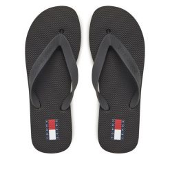 Japonki Tommy Jeans. Czarne japonki Tommy Jeans, bez wzorów, z jeansu. Za 109.99 zł.