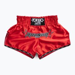 Spodenki treningowe YOKKAO Institution CarbonFit. Czerwone krótkie spodenki sportowe YOKKAO, s, bez wzorów, z materiału. Za 229.99 zł.
