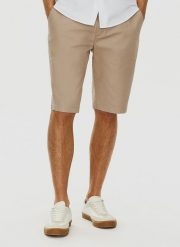 PAKO LORENTE – Bawełniane szorty męskie w kolorze beżowym. Brązowe szorty Pako Lorente, m, bez wzorów, z bawełny. Za 69.99 zł.