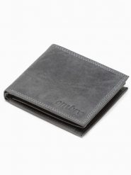 Portfel męski skórzany - czarny A092 - uniwersalny. Czarne portfele Ombre Clothing, bez wzorów, z materiału. Za 71.99 zł.
